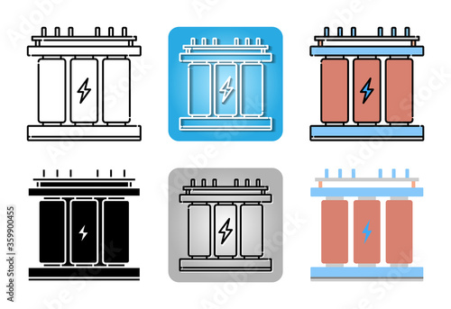 electrical transformer icon set isolated on white background for web design
