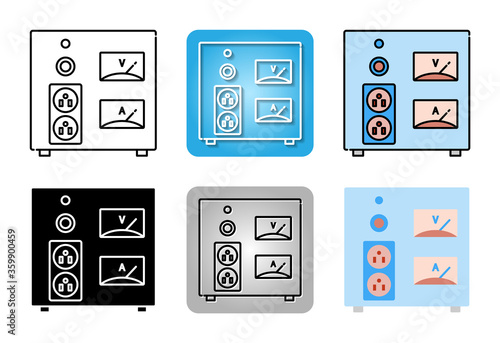 Power supply icon set isolated on white background for web design