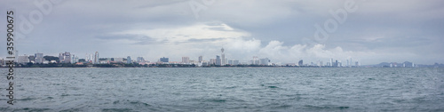 View of Pattaya from the sea, panorama.