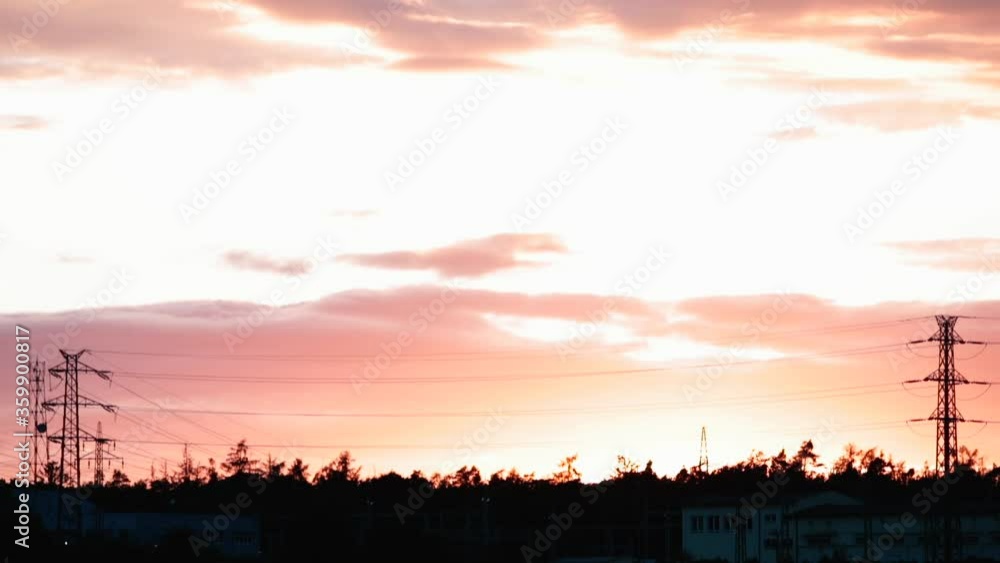 The movement of clouds in the sky during sunset. Observation of the phenomenon of nature. The movement of clouds in the sky during sunset. Observation of the phenomenon of nature.
