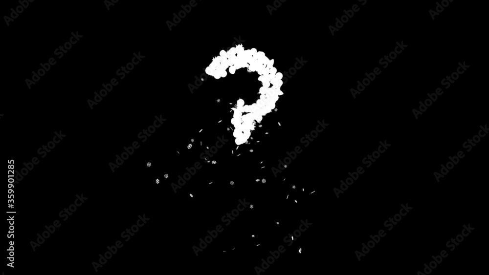 Holiday text out of Christmas ornaments with snow flakes and alpha channel in vibrant random colors question mark Holiday text out of Christmas ornaments with snow flakes and alpha channel in vibrant random colors question mark