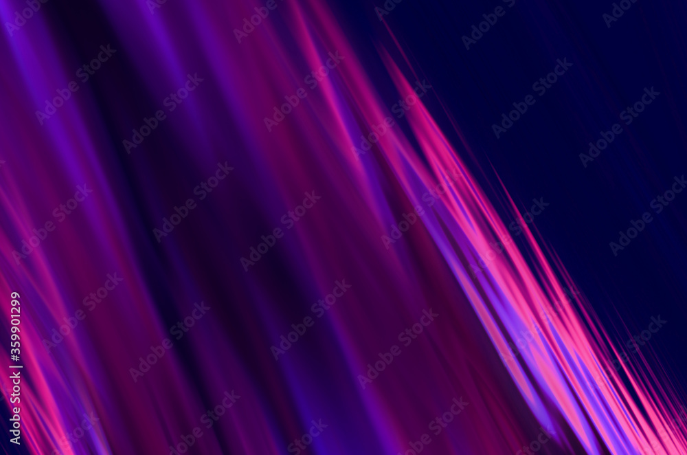 Fototapeta premium Dark abstract background with neon ultraviolet lines, waves. Light neon effect. Laser light show, energy waves.