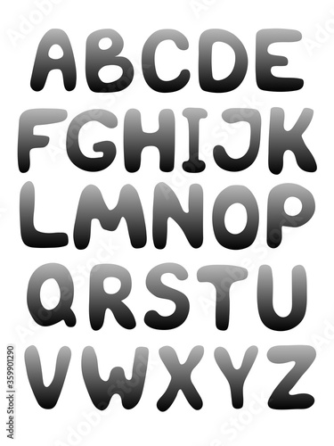 Vector illustration. Black and white hand-drawn alphabet.