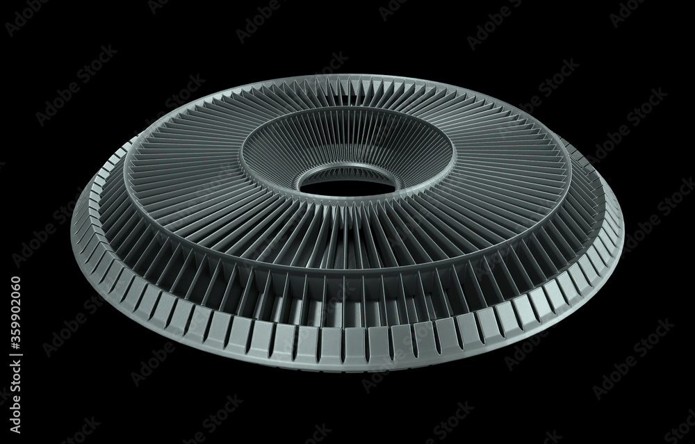 Sci-Fi Mechanical, Robotic Gear Isolated On Black Background Sci-Fi Mechanical, Robotic Gear Isolated On Black Background