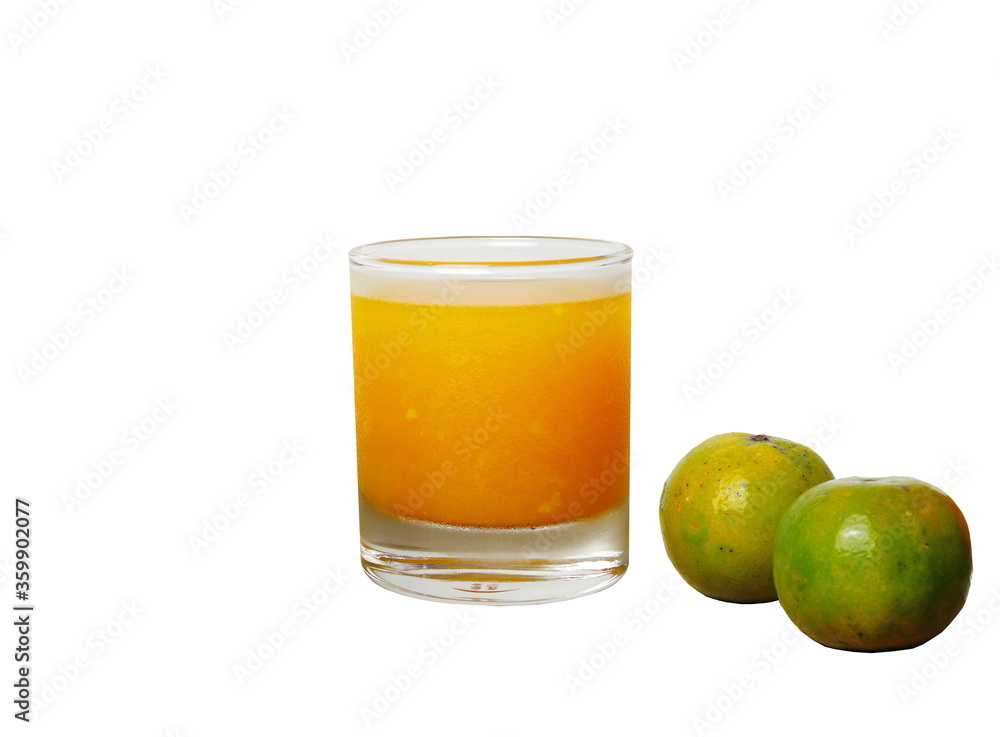 a glass of orange juice and a few oranges are isolated on white background (clipping path included) a glass of orange juice and a few oranges are isolated on white background (clipping path included)