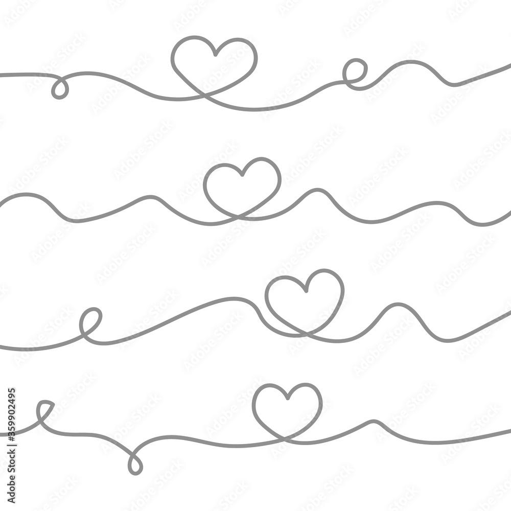 Continuous line drawing. Hearts of love concept on white background. Vector illustration Continuous line drawing. Hearts of love concept on white background. Vector illustration