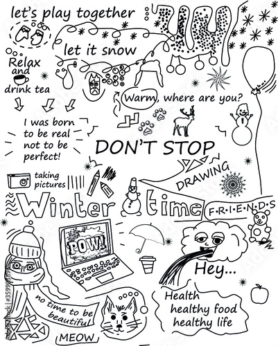 Set of hand drawn doodle elements
