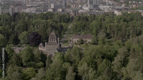 Wallpaper Mural Aerial view landmark among sunny trees, Stuttgart, Baden-Wuerttemberg, Germany
 Torontodigital.ca
