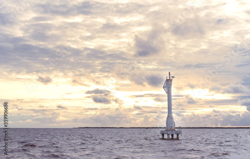 lamp pole on the sea with sky background 