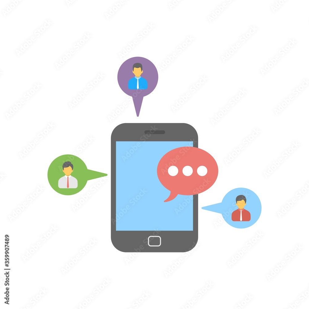 Smartphone with social media icon illustration. Mobile social network sign. Smartphone with social media icon illustration. Mobile social network sign.