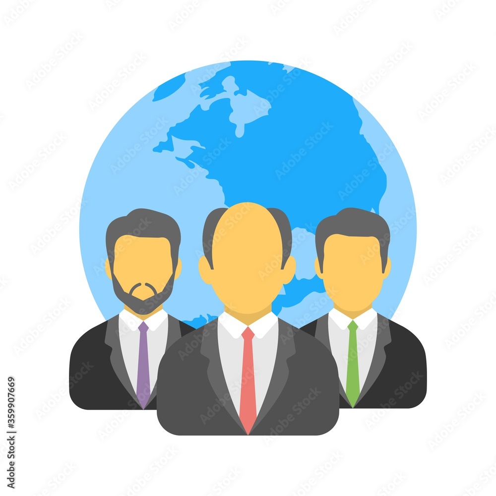 Global business team icon illustration in flat design style. Remote workforce sign. Global business team icon illustration in flat design style. Remote workforce sign.