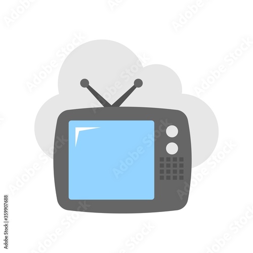 Internet television concept icon illustration in flat design style. Watching tv on cloud applications.