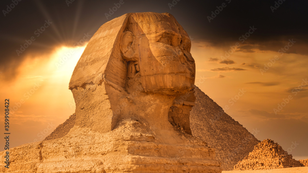 The Great Sphinx of Giza and the pyramids in Egypt