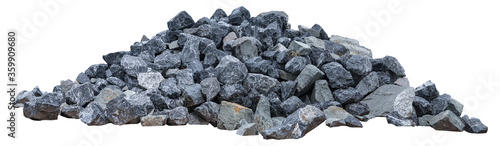 Pile rocks isolated on white background. Clipping path photo