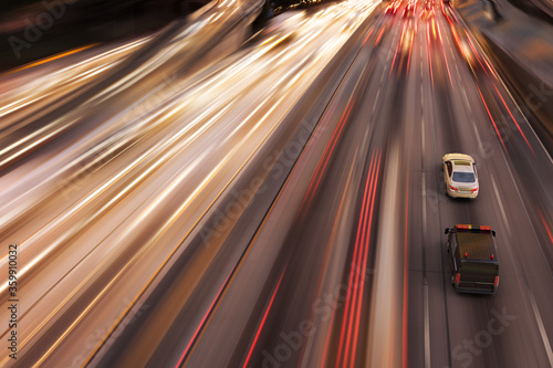 3D rendering of a high speed police chase in a highway.
