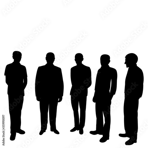 black silhouette men group stand