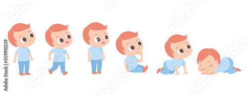 Set of baby characters. Tired sleeping baby.
