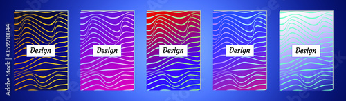 Abstract vector covers design with line, gradient and vibrant color. Simply geometric background