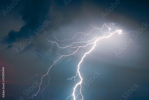 lightnings and thunder bold strike at summer storm