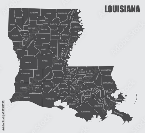 Murais de parede Louisiana County Map