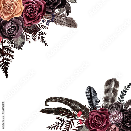 Watercolor skull of men and women seamless pattern on pink background. Victor...
