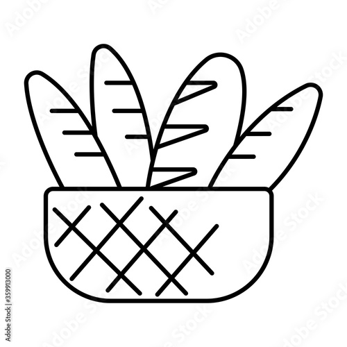 Baguettes in a basket icon vector