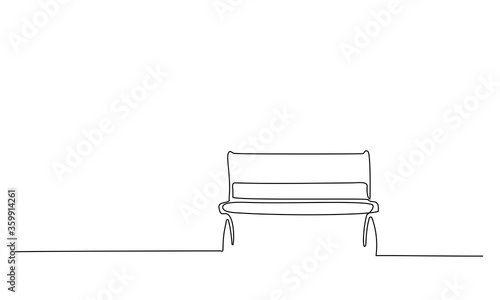 Foto wood Bench in park . One line drawing