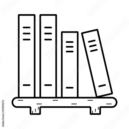 Books on shelf icon vector