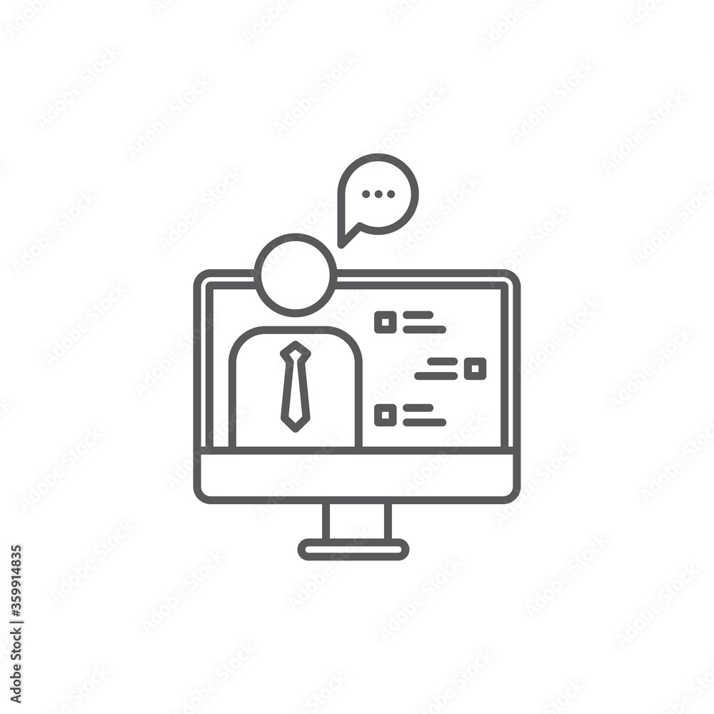 Online consulting vector icon symbol isolated on white background Online consulting vector icon symbol isolated on white background