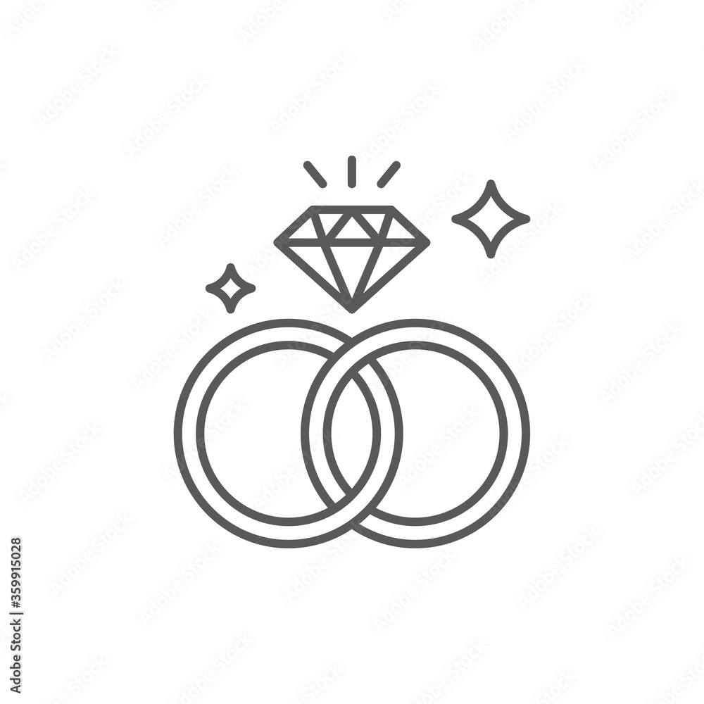 Pair of wedding rings vector icon symbol isolated on white background Pair of wedding rings vector icon symbol isolated on white background