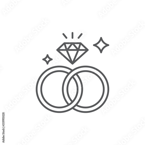 Pair of wedding rings vector icon symbol isolated on white background