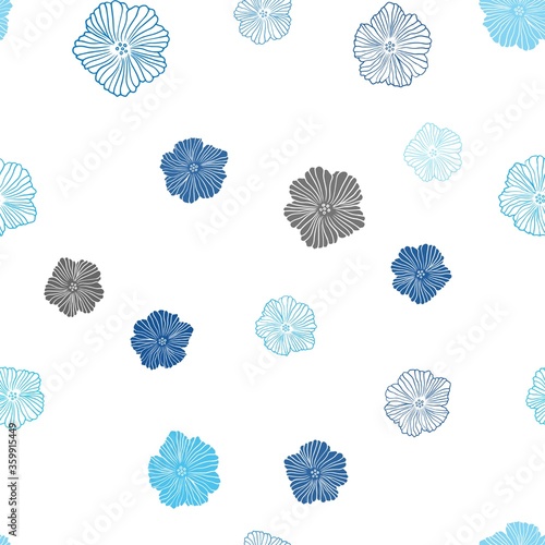 Light BLUE vector seamless elegant template with flowers. Brand new colored illustration with flowers. Texture for window blinds, curtains.