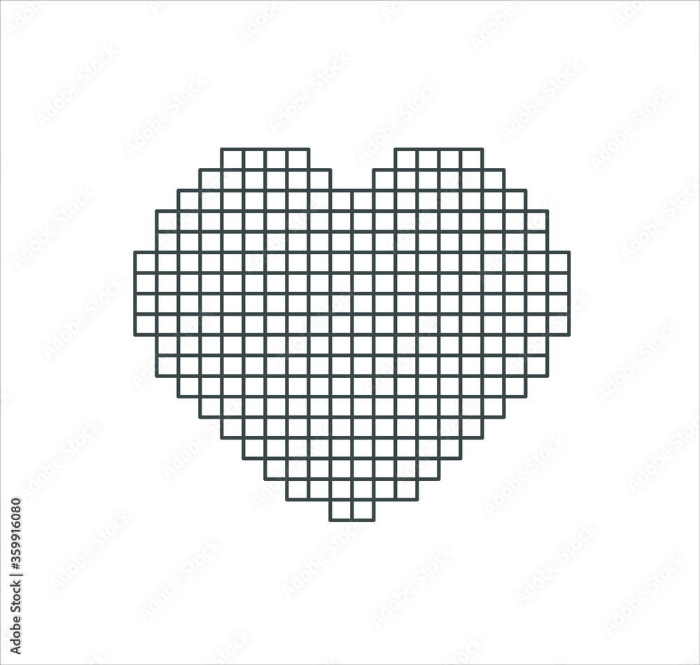 Obraz premium Vector pixel art heart on white background
