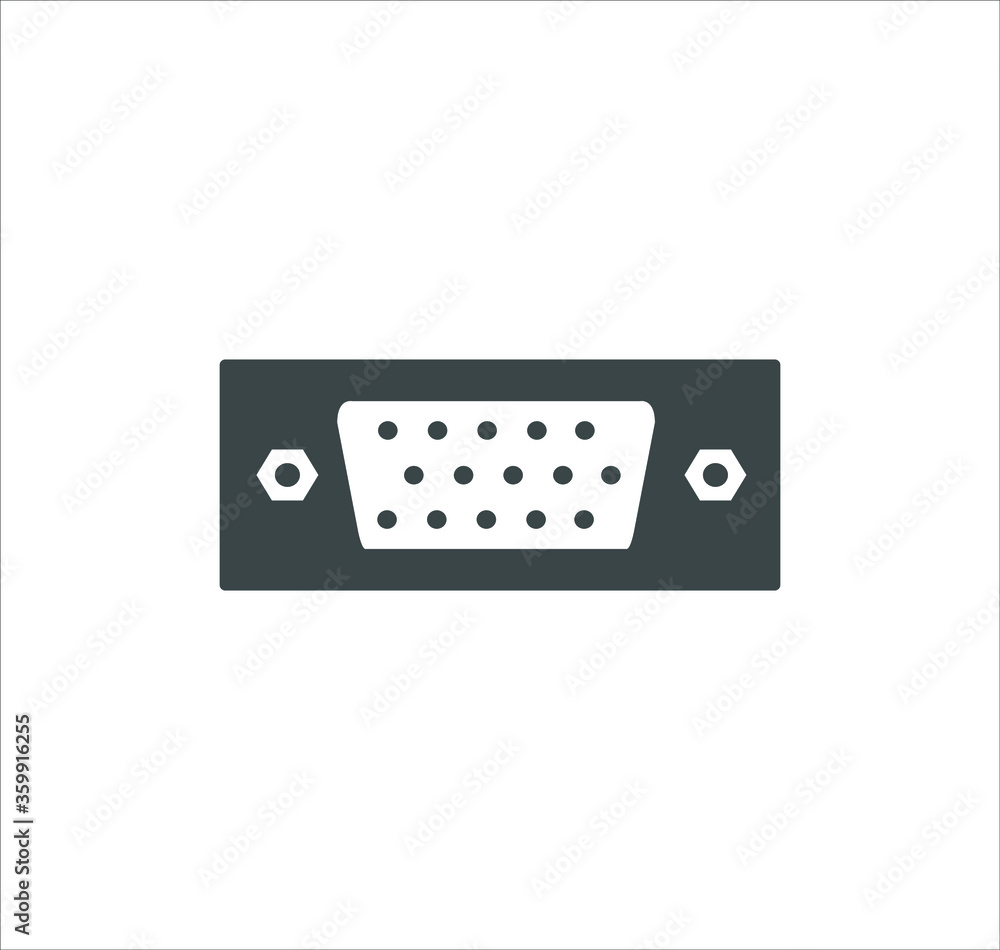 VGA port icon vector on white background VGA port icon vector on white background