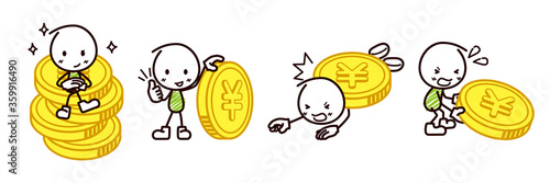 Illustration of money success or failure / Stickman