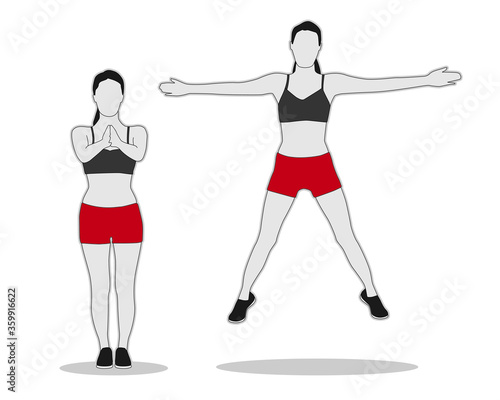 seal jack exercise silhouette icon vector set