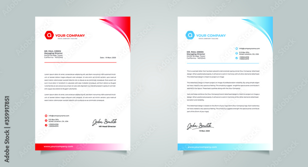 Obraz premium Abstract Letterhead Design Modern Business Letterhead Design Template