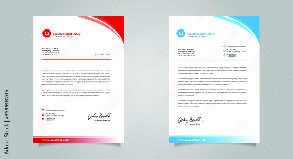 Abstract Letterhead Design Modern Business Letterhead Design Template