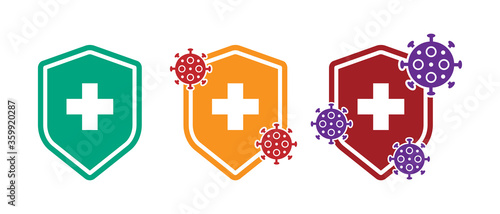 Shield corona virus protection icon illustration