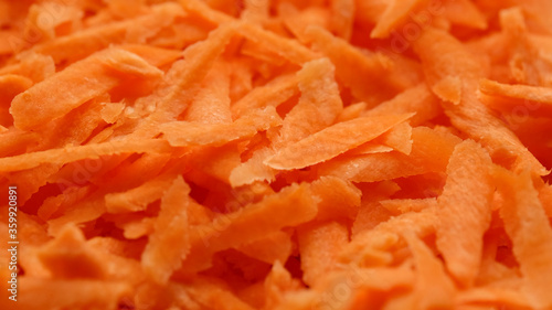 grated carrots top view. macro