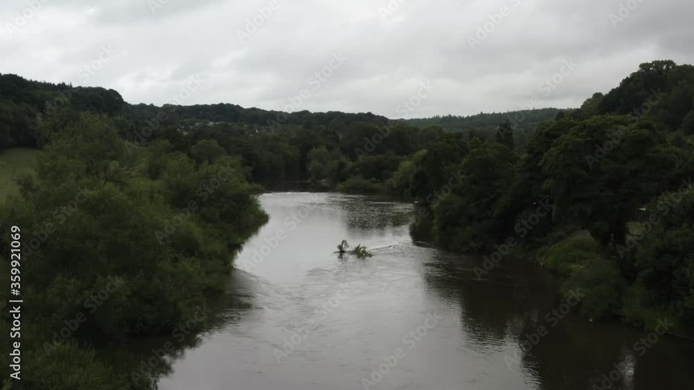 Dark overcast cloudy aerial view of the River Severn Dark overcast cloudy aerial view of the River Severn