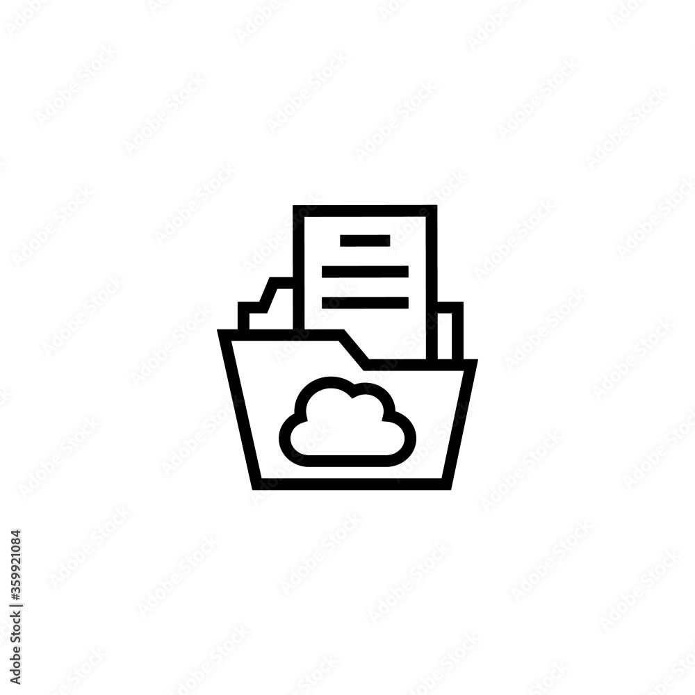Cloud File Management System icon in black line style icon, style isolated on white background Cloud File Management System icon in black line style icon, style isolated on white background