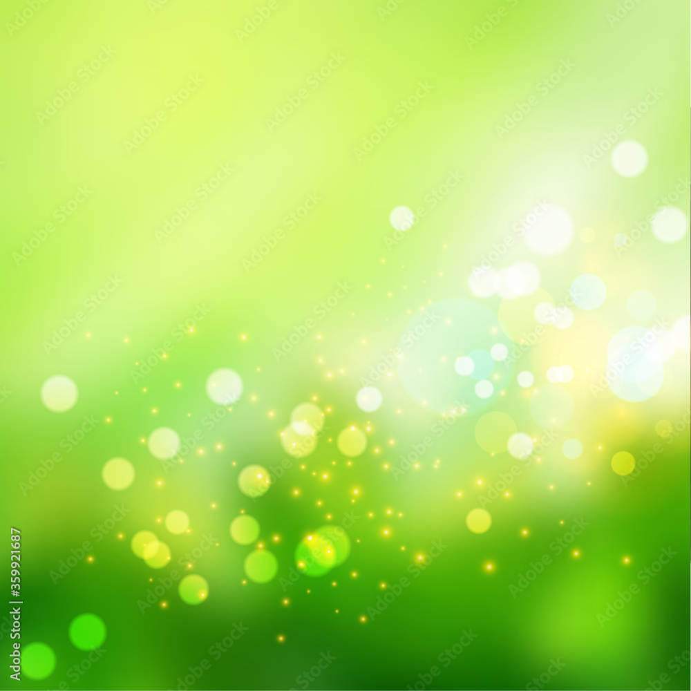 Bokeh lights effect on fresh green gradient background Bokeh lights effect on fresh green gradient background