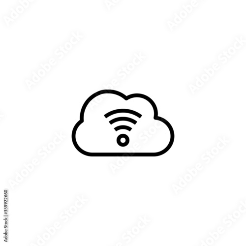 Cloud Wireless icon in black line style icon, style isolated on white background