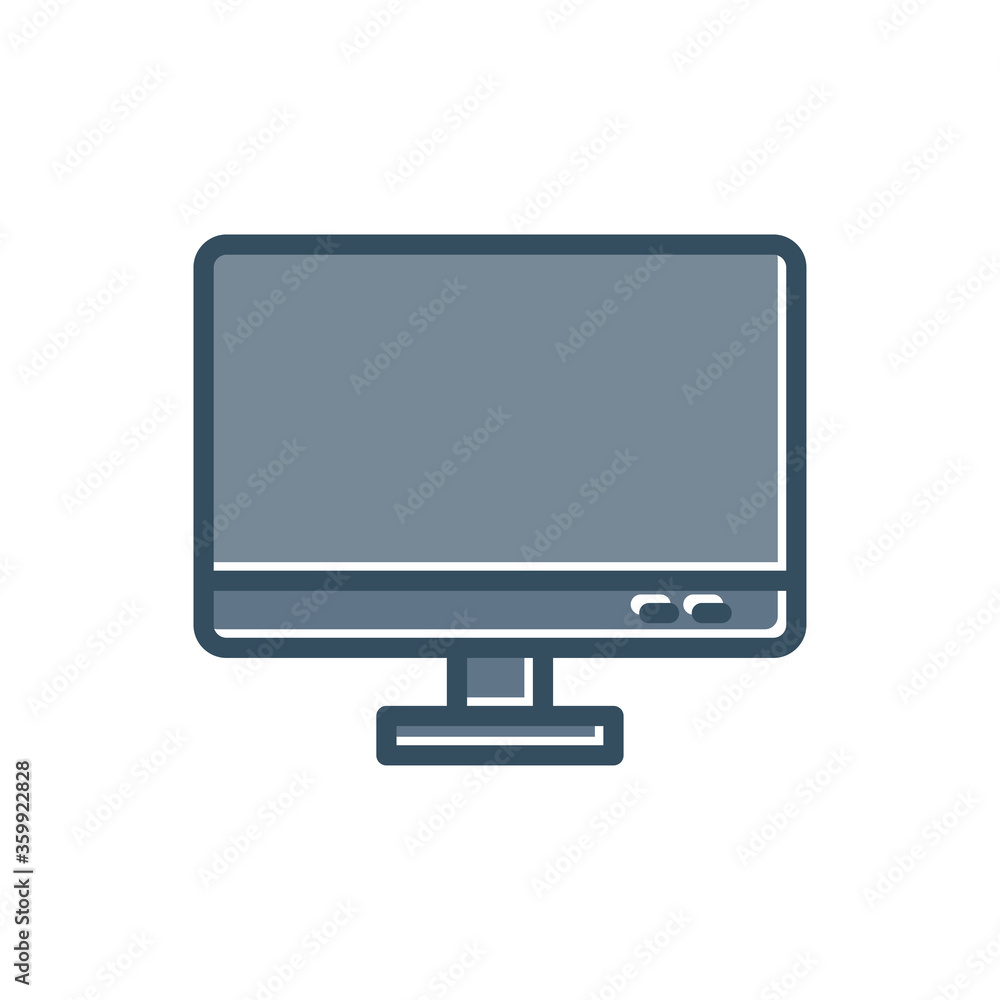 Monitor flat icon, desktop flat icon. Design vector illustration Monitor flat icon, desktop flat icon. Design vector illustration