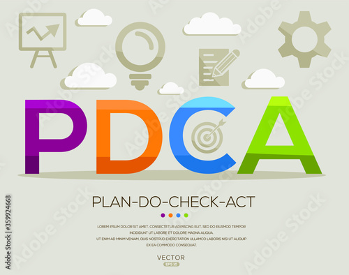 Pdca mean (plan-do-check-act) ,letters and icons,Vector illustration.