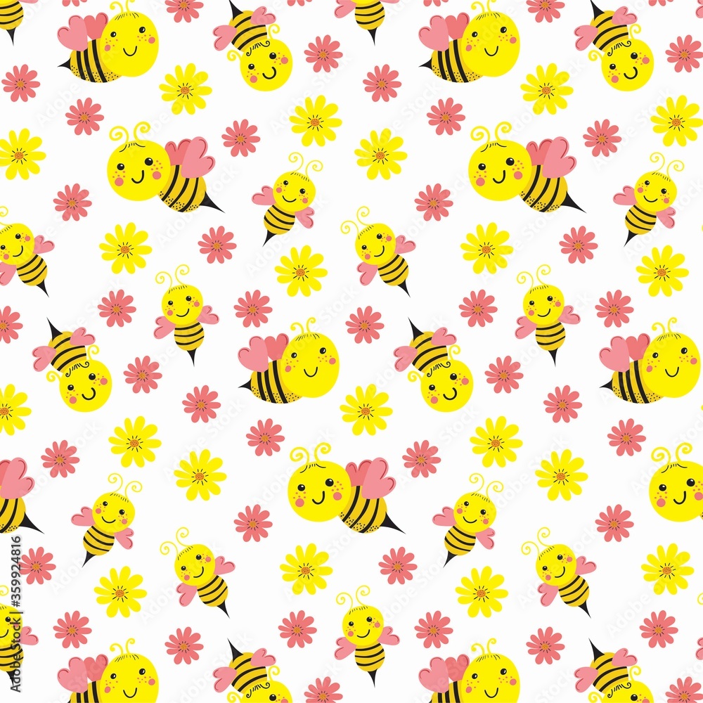 Bee design collection. Honeycomb and honey, yellow pattern banner. Vector seamless background