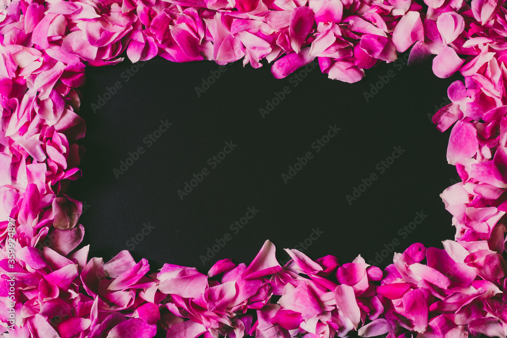 Rose petals on a wooden background. Minimalism.