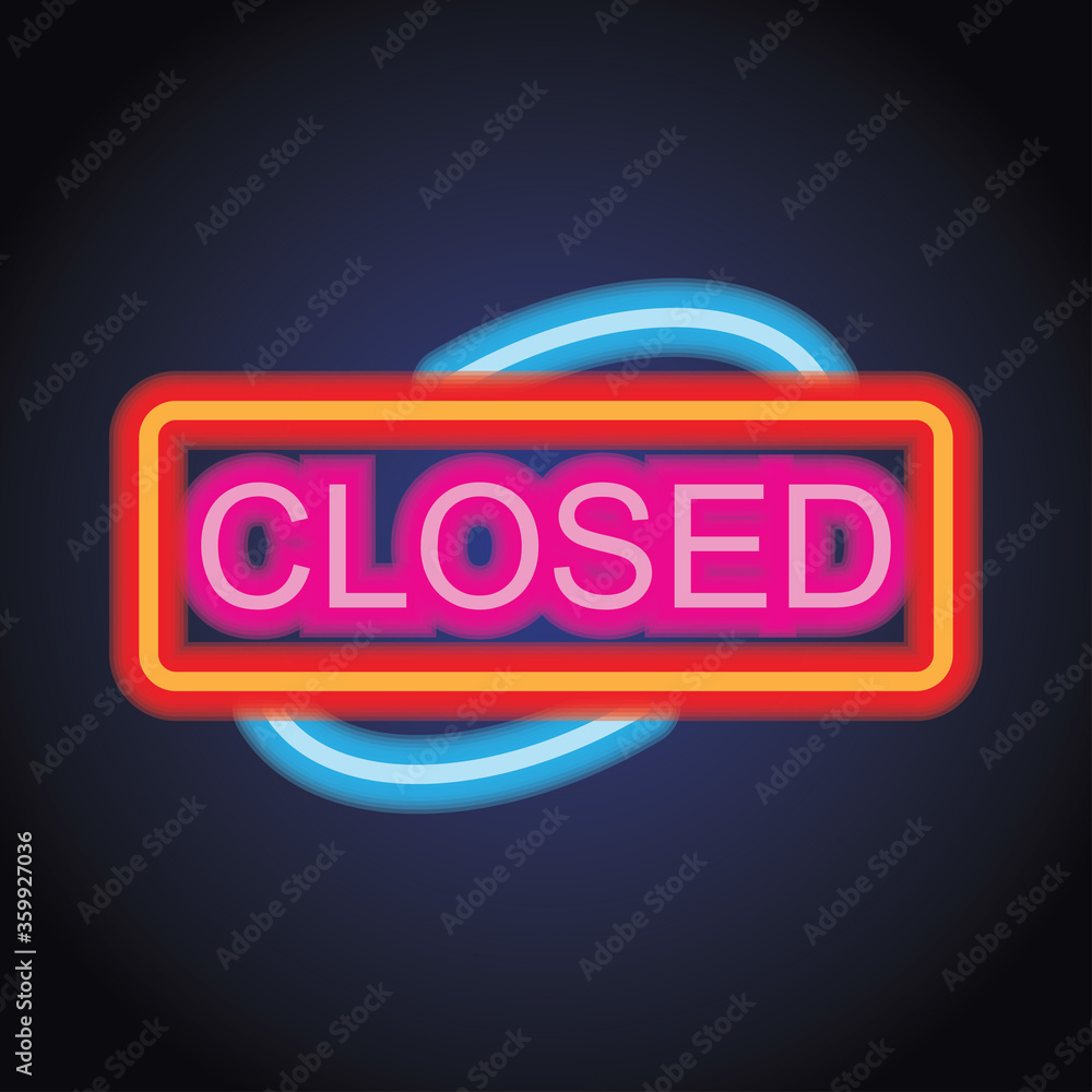 we are closed neon sign for your store and shop, vector illustration