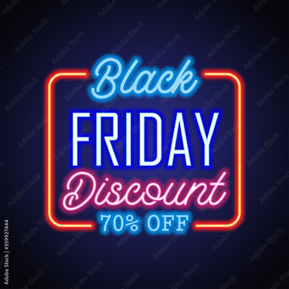 black friday day sale with neon sign effect for black friday day event. vector illustration black friday day sale with neon sign effect for black friday day event. vector illustration